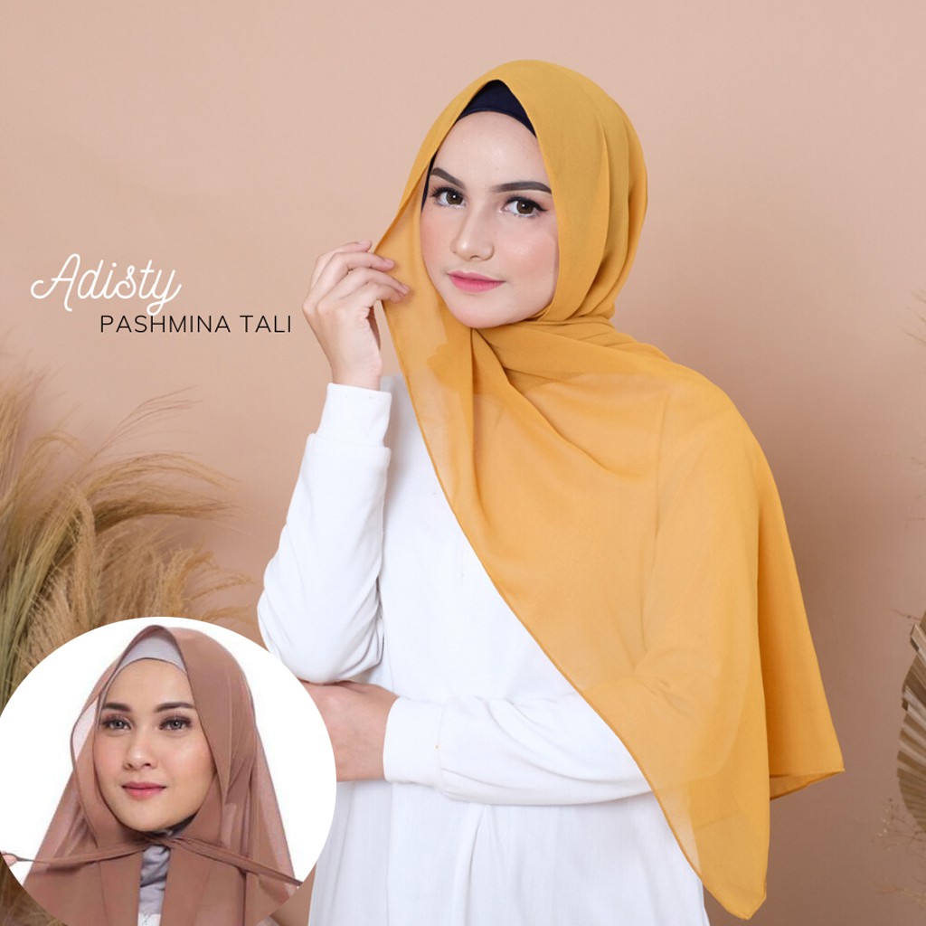 Pasmina Ceruty Tali Baby Doll Import / Jilbab Pashmina Murah Bahan Ceruty  175 x 75 cm Adisty