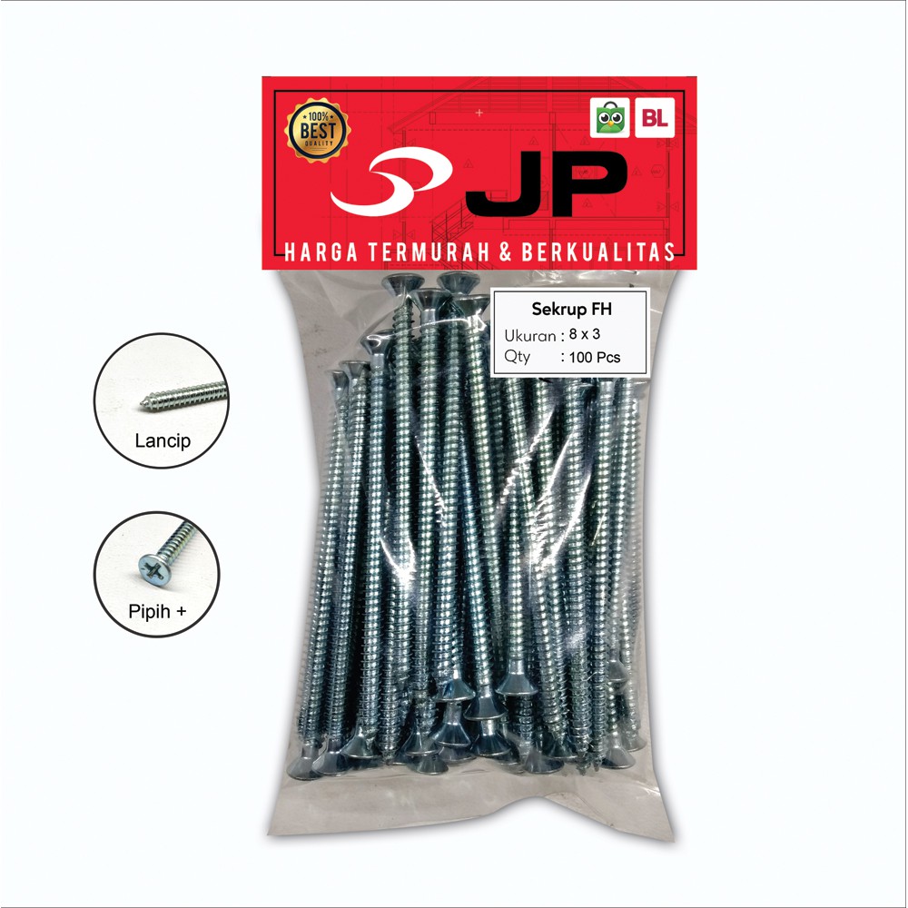 SEKRUP FH 8 x 3 - SKRUP FH 8x3 BAUT TAPPING ISI 100 PCS