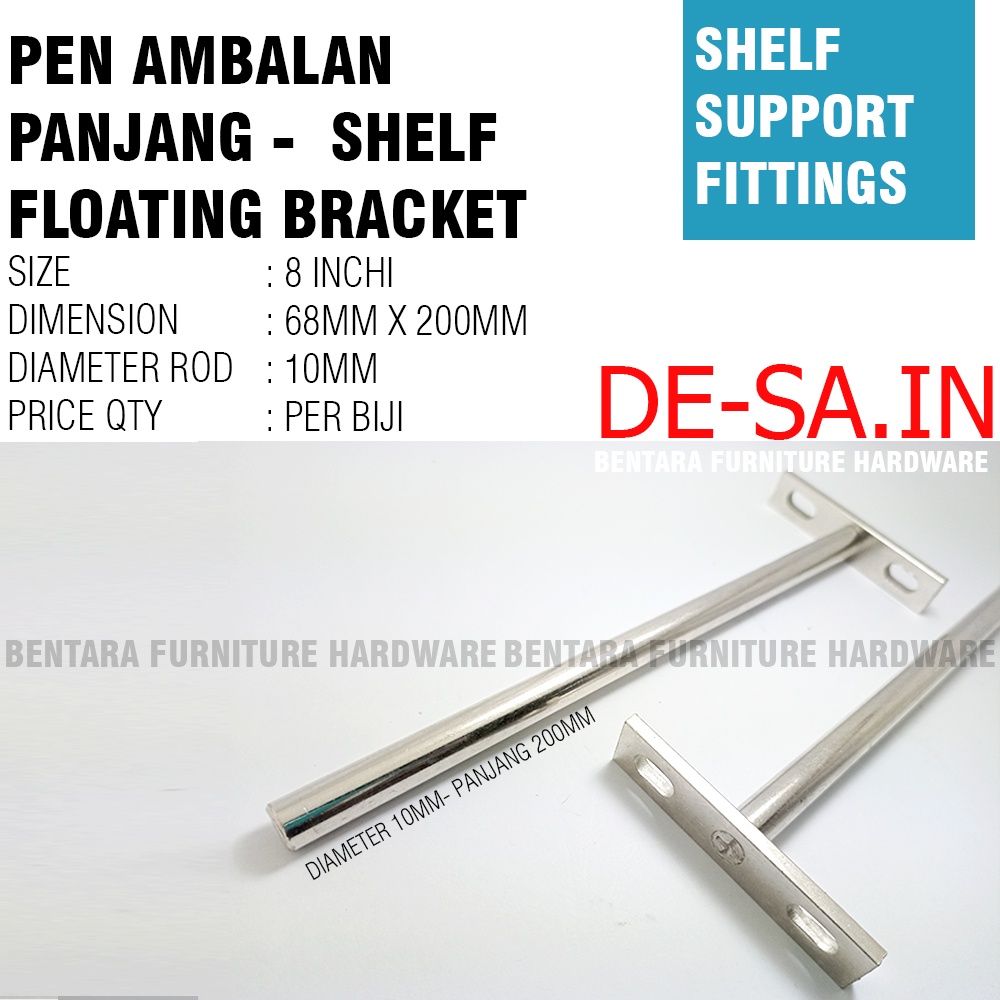 Braket Pen 8 Inchi - Pen Ambalan Melayang Dinding Floating Shelf