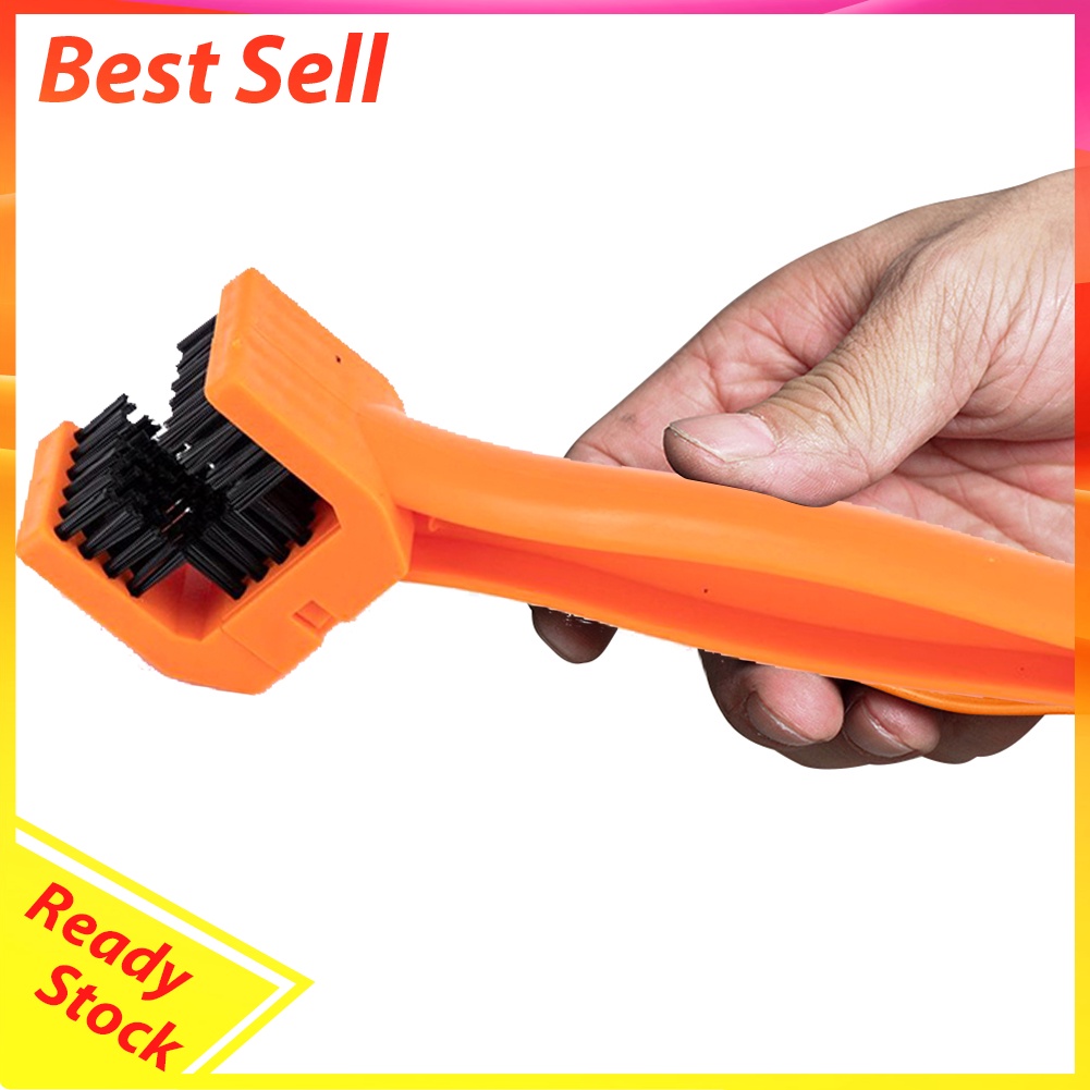 Motorcycle Bike Chain Brush MTB Bicycle Chain Scrubber Cleaning Tool Orange