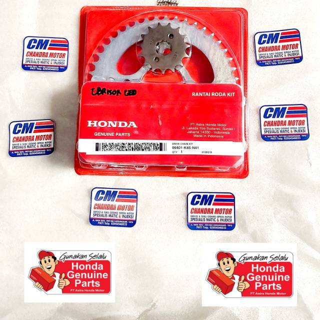 Gear gir rantai set  gearset new cbr150R led  CBR 150 R led asli HONDA AHM 06401-K45-N41