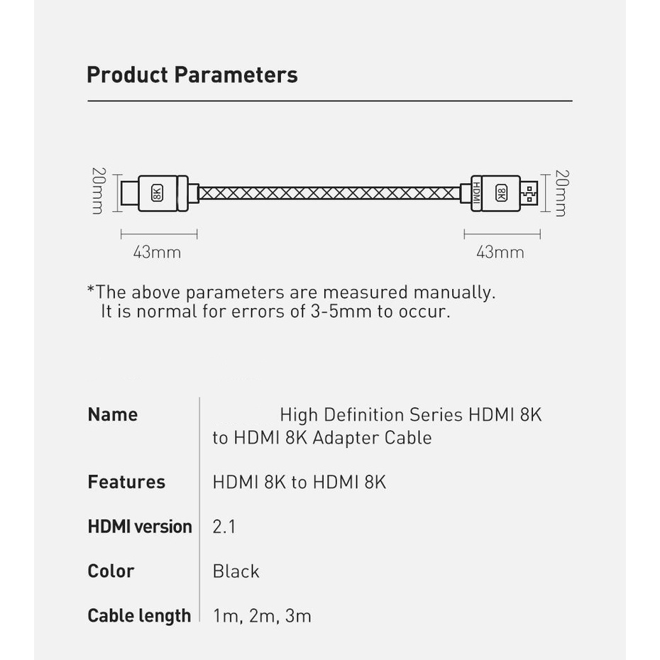 Kabel High Definition Port HDMI 8K ke Port HDMI 8K 3 Meter CAKGQ-L