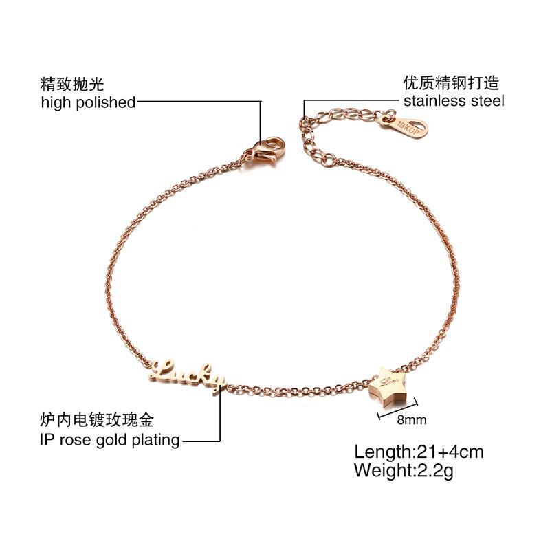 Gelang Kaki Wanita Titanium Korea Aksesoris Cocok Hadiah GCK023 daun anti luntur bintang lucky