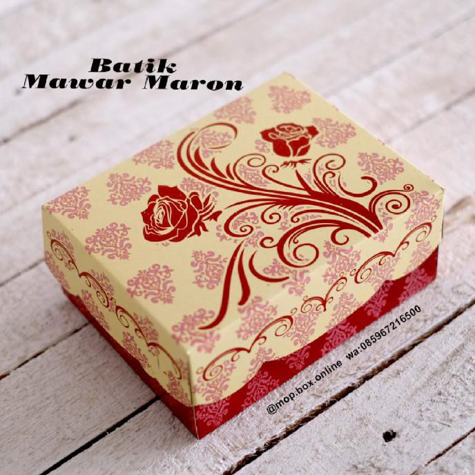 

Best Seller] 50Pcs Dus Roti Kotak Kue Cantik R3A Batik Mawar Kotak 14X10 Box Jajan - Merah