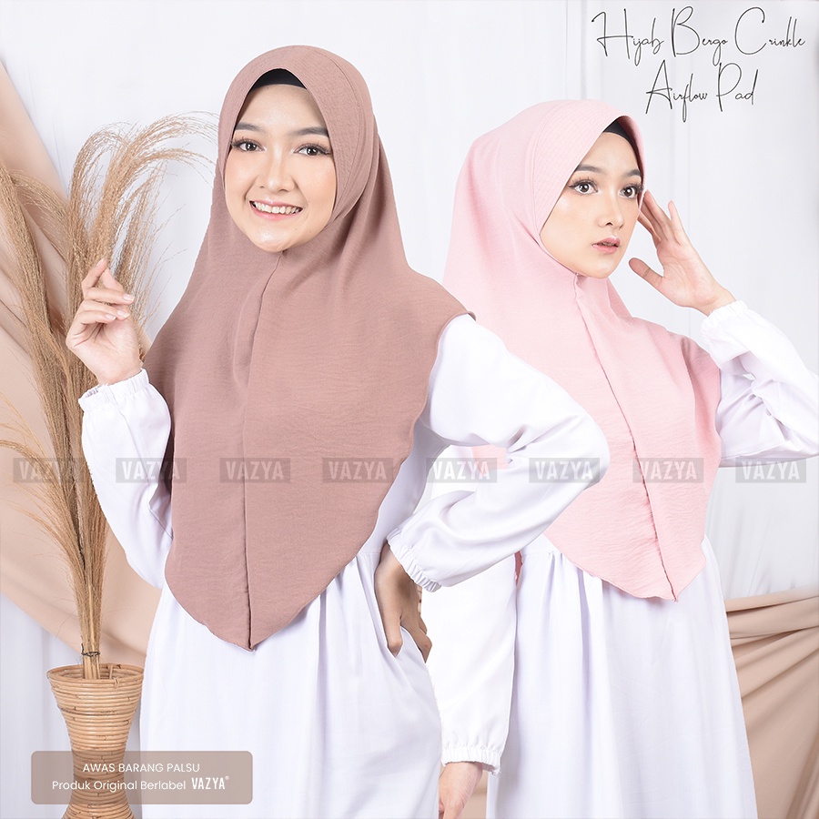 Hijab Bergo Crinkle Airflow Pad Antem Hijab Instant