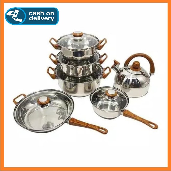 Panci Set Serbaguna Casty 12pcs Original Dengan Body Stainless Panci-set