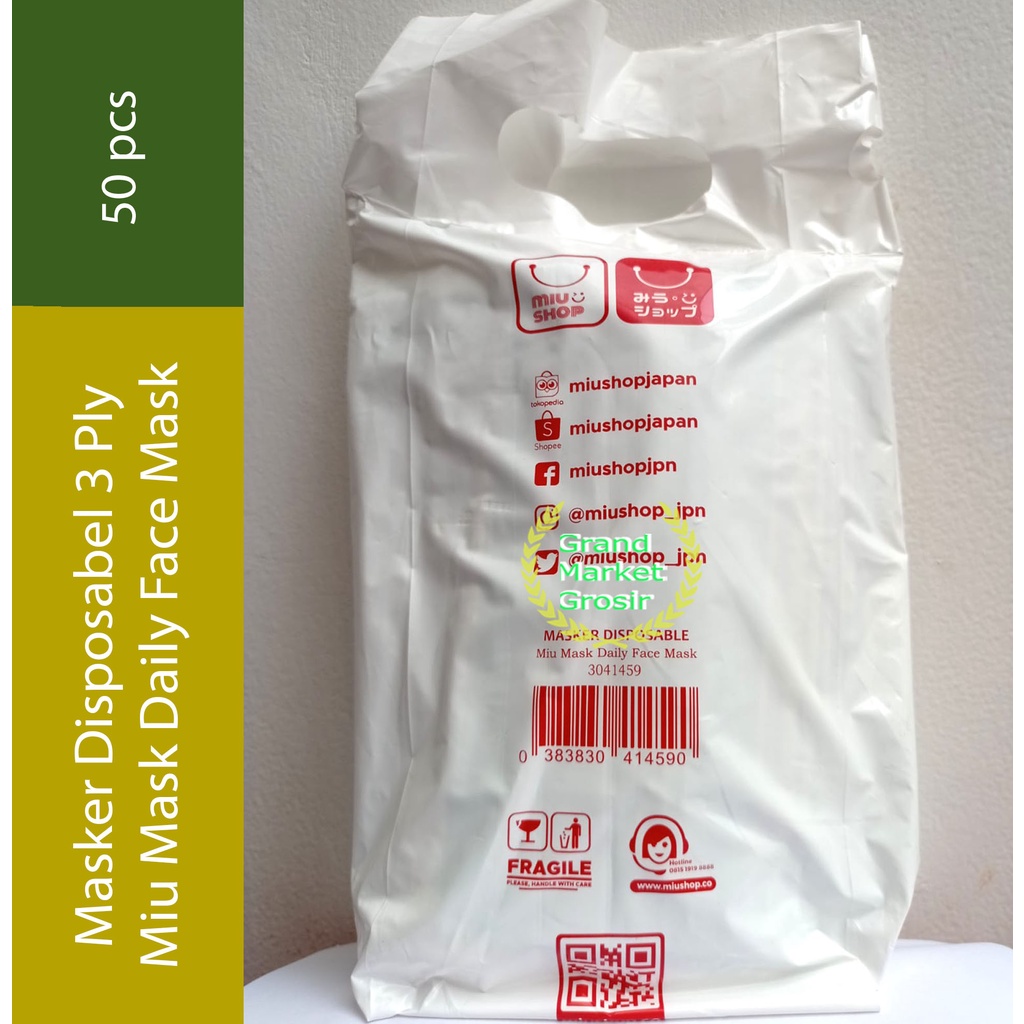 Miu Shop Masker Disposabel 3 Ply Miu Mask Daily Face Mask Isi 50 pcs