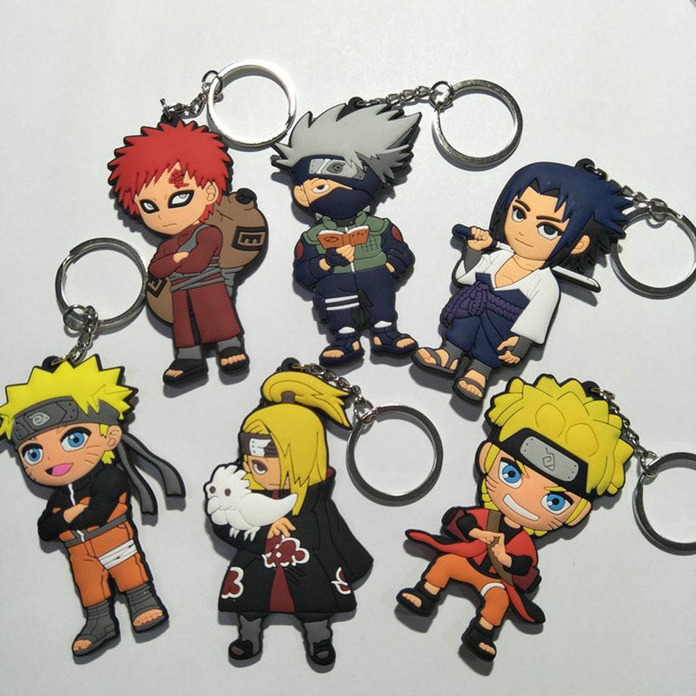 [Elegan] Naruto Gantungan Kunci Untuk Hadiah Anak Miniatur Uchiha Sasuke Anime Jepang Darah Panas Anime Key Ring