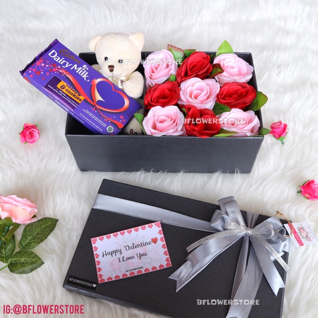 Flowers Box Artificial Boneka Coklat Cadbury Shopee Indonesia