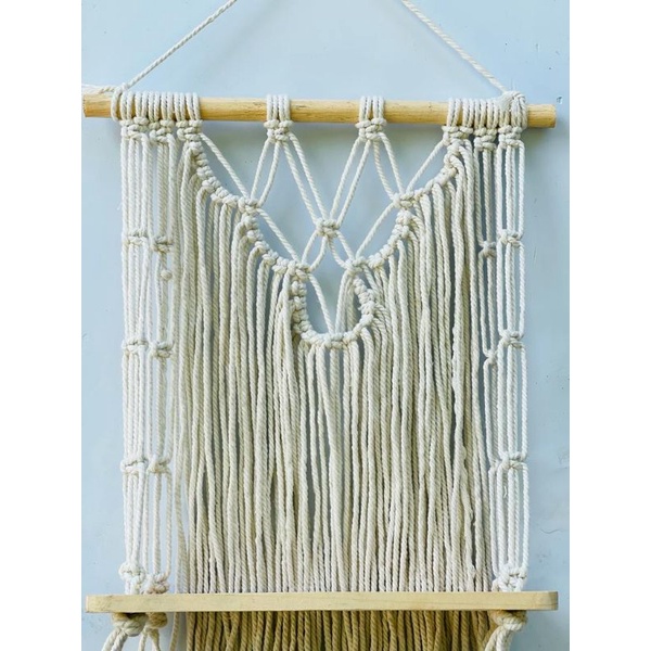 READY STOK) macrame rak kayu silang/ macrame ambalan/ Dekorasi rumah