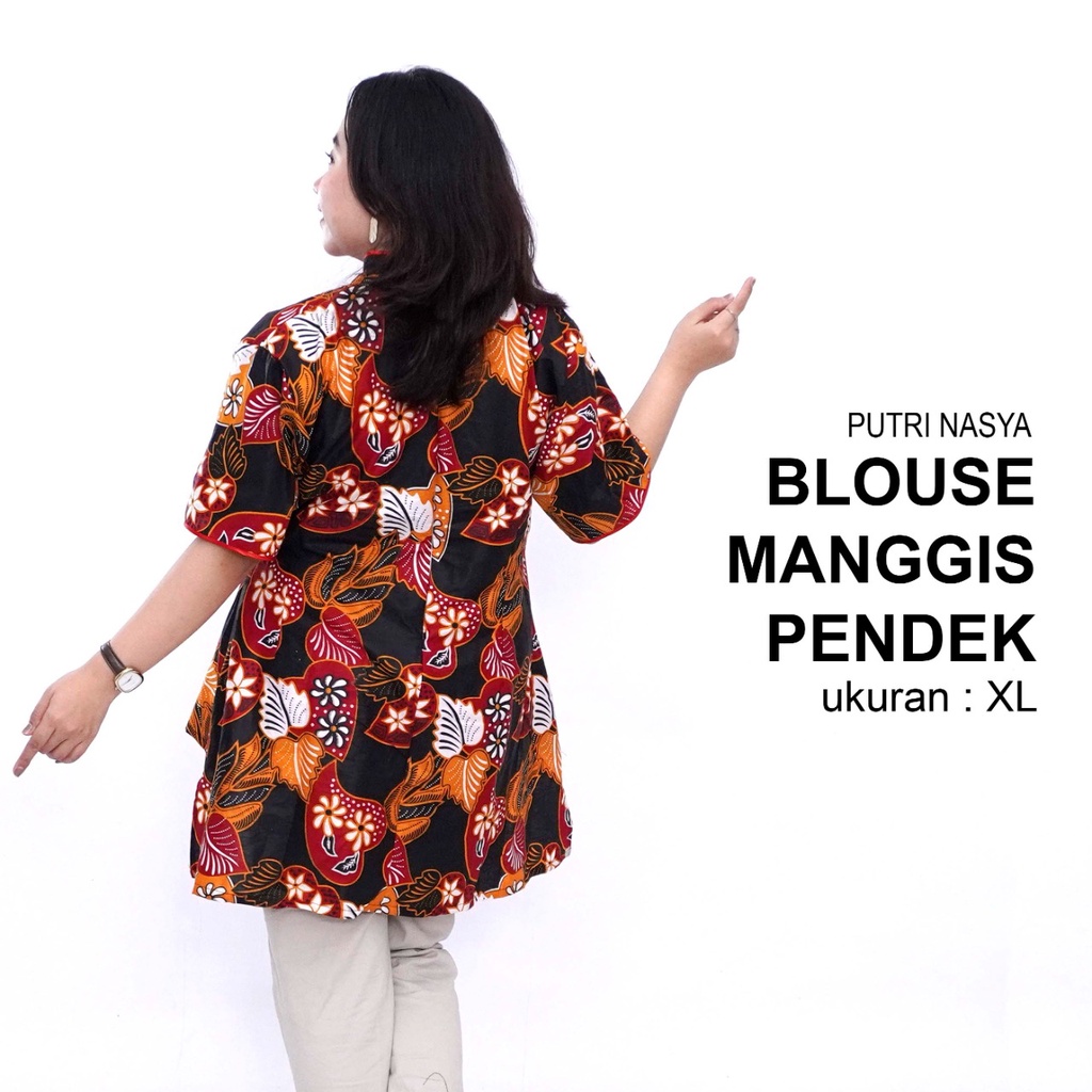 Blouse Big Size LD 140 Wanita Atasan Batik Jumbo L-XL-2L-3L-4L-5L-6L-7L Model Blus Jumbo Kerja Batik / Atasan Big Size Kerja Wanita