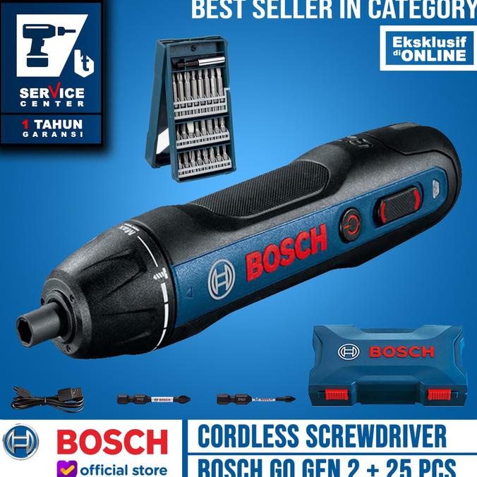 BOSCH GO Gen 2 Obeng Baterai Cordless Screwdriver Plus Mata Obeng 25Pc