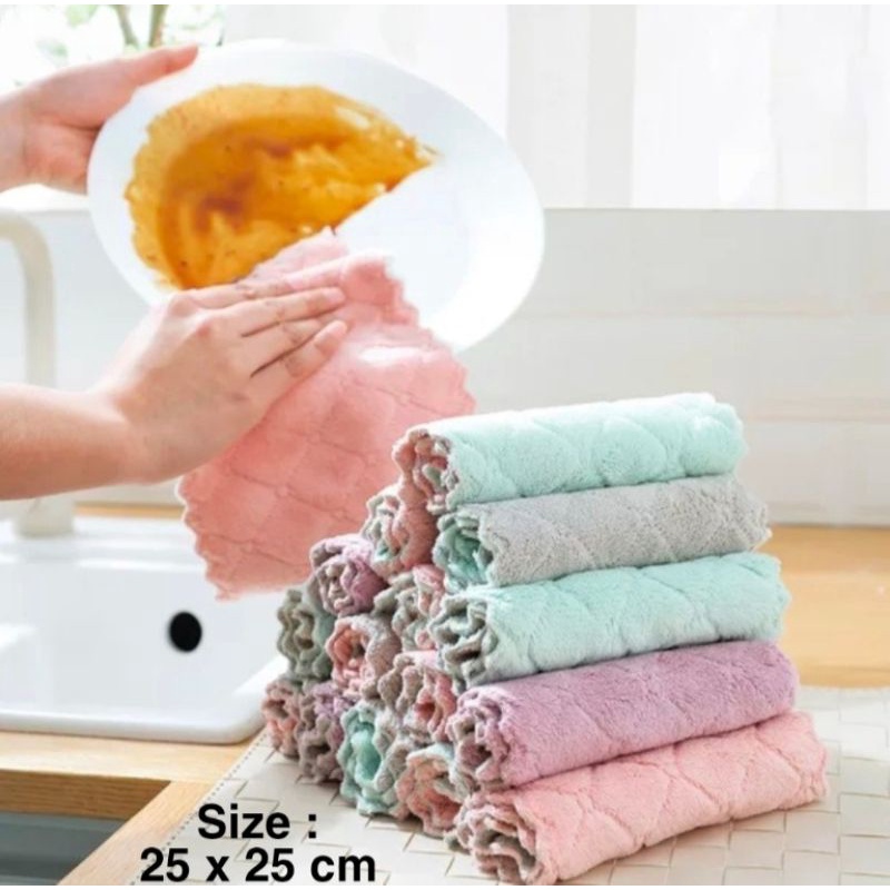 Kain Lap Piring ANTI MINYAK Microfiber Serap Air