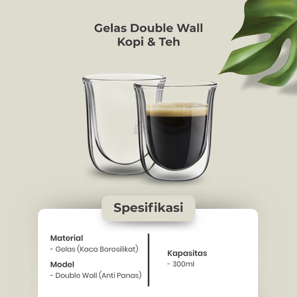 GELAS DOUBLE WALL 300ml KOPI CAPPUCINO TEH ANTI PANAS dan DINGIN