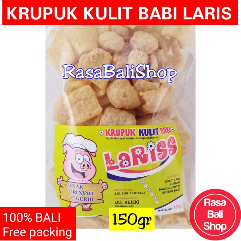 

RAMBAK LARISS 150GR, KULIT LARISS, KERUPUK LARIS, KULI BABI REJEKI, KRUPUK REJEKI