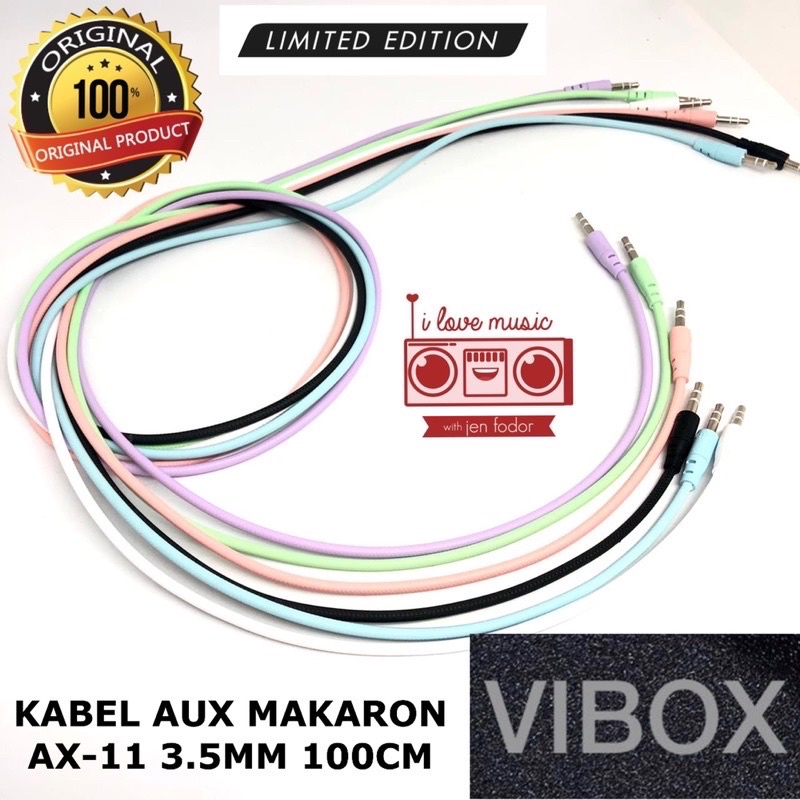 PROMO KABEL AUX VIBOX MAKARON AX11 JACK 3.5MM SUARA HD PANJANG 1M