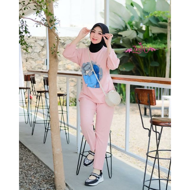 one set sablon crinkle /setelan wanita cringkel terbaru 2022 hijab /setcel kringkel kekinian murah m