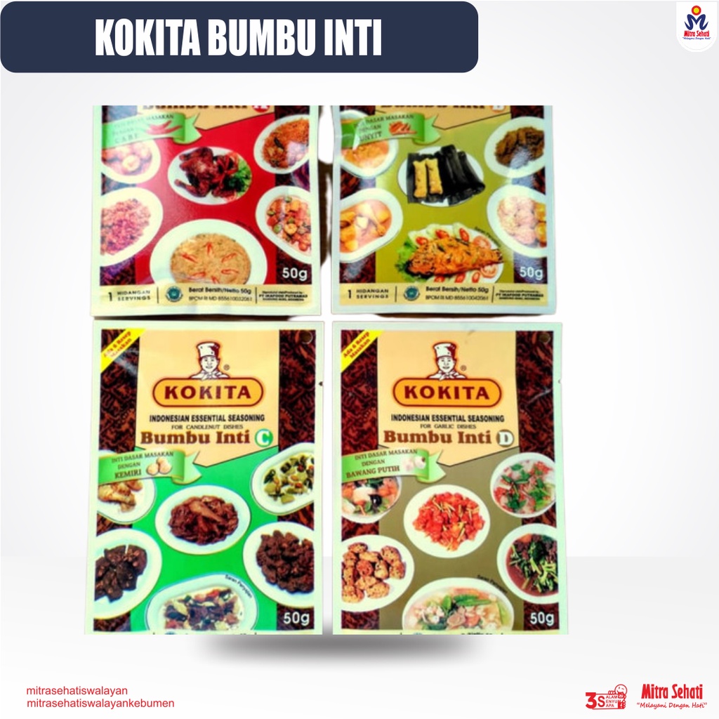 

KOKITA BUMBU INTI / BUMBU AYAM GORENG / BUMBU NASI GORENG / BUMBU RENDANG / BUMBU SOTO AYAM 60gr [ Mitra Sehati Swalayan ]