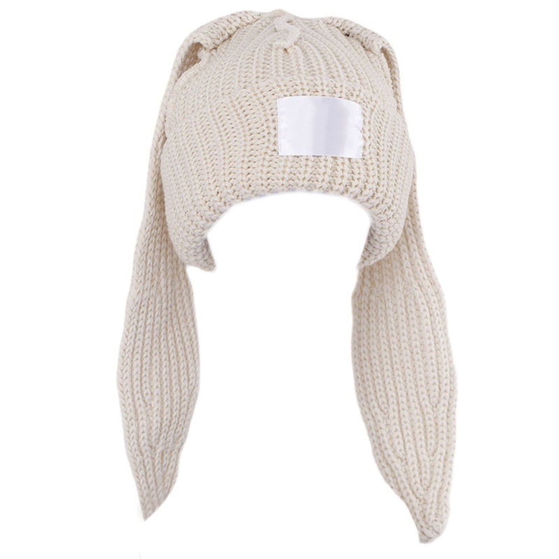 Zzz Rabbit Knit Hat Crochet Knitted Hat Skullies Beanie Topi Telinga Panjang Lucu Bunny Hat Topi Telinga Kelinci Wanita Musim Gugur Musim Dingin