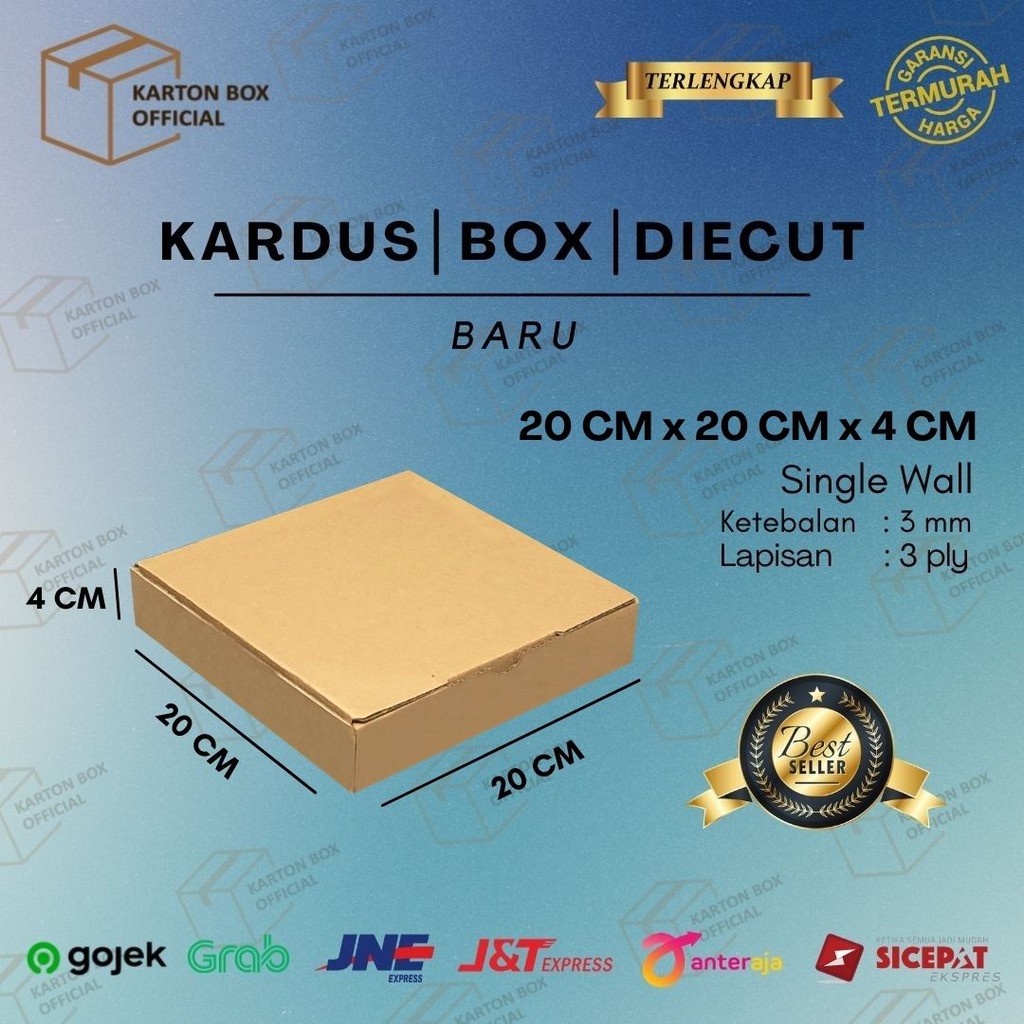 

Kardus Box Die Cut 20x20x4 CM Kotak Karton Dus Pizza Polos