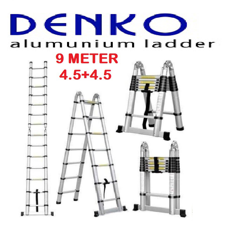 DENKO Tangga Teleskopik Double 9M / 9 Meter Type A Tangga Lipat