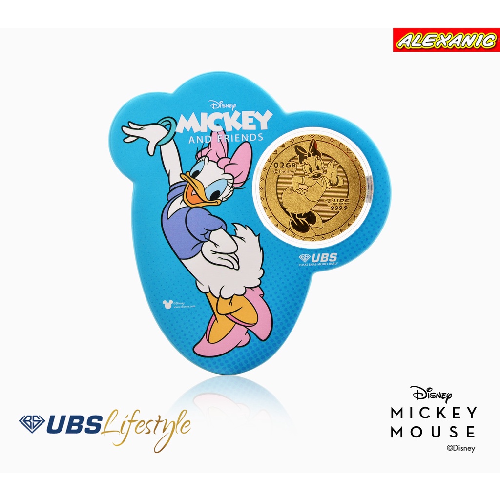 ALEXANIC Emas 24 karat Logam Mulia Pure Gold Fine Gold Emas Murni Disney Daisy Duck UBS Koin Emas Co