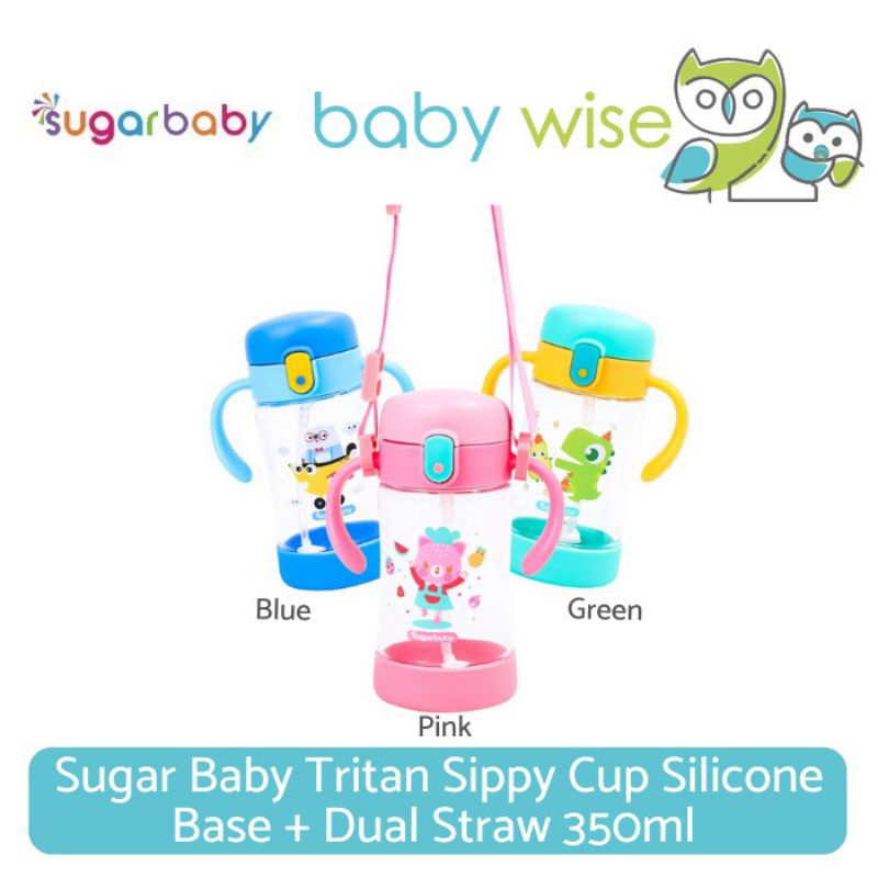 Sugar Baby Tritan Sippy Cup Silicone Base + Dual Straw 350ml