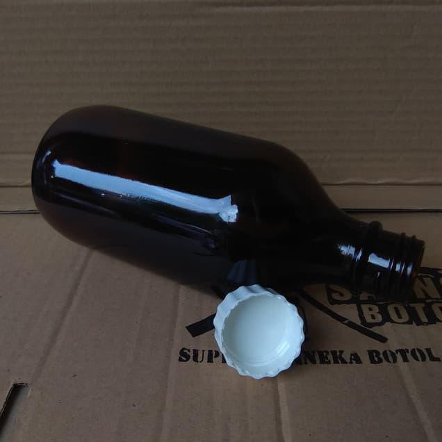 Best Seller Botol Kaca 500 ml Amber / Cokelat Tutup Ulir /Screw Cap Termurah