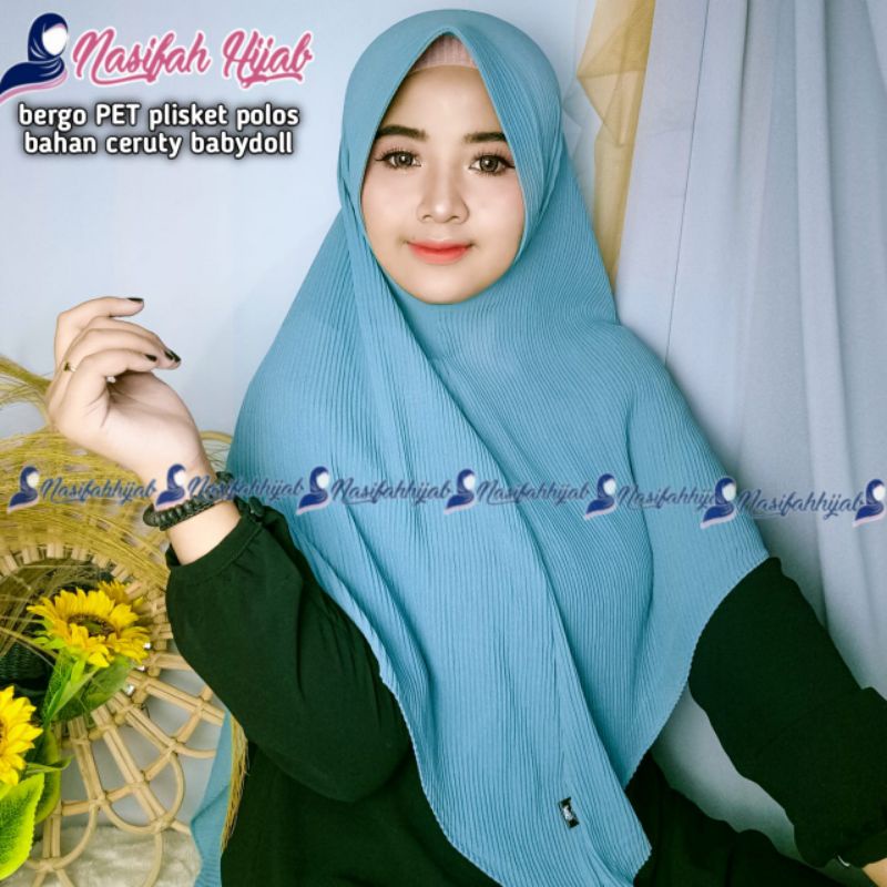 Hijab Bergo PET Plisket POLOS Bahan Ceruty Babydoll || Nasifahhijab-7