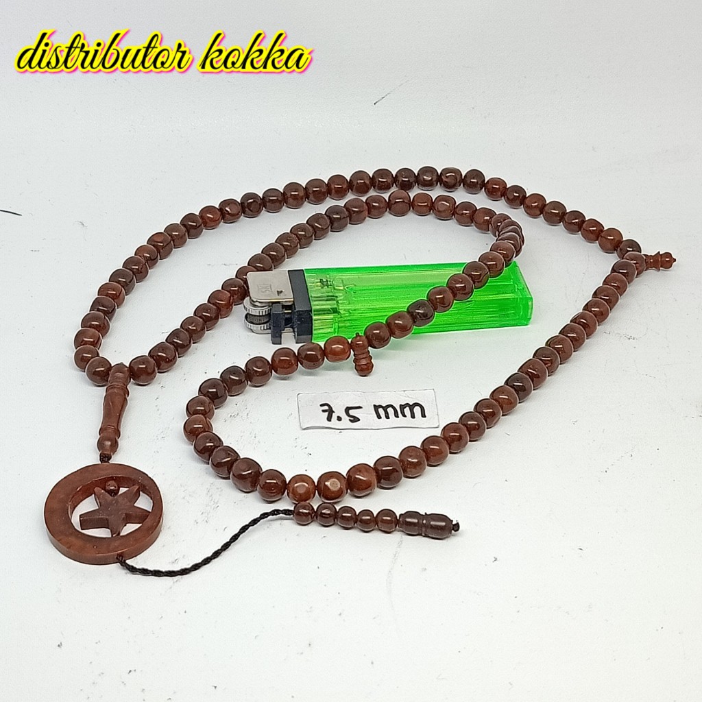 Tasbih Kokka kaukah 99 bulan bintang 7,5 mm coklat