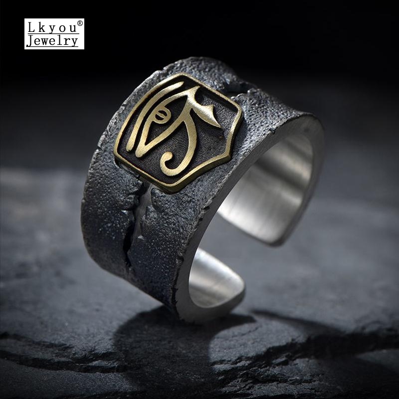 Cincin Model Terbuka Desain Horus Gaya Punk Hip Hop Untuk Pria