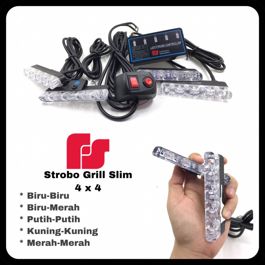 LAMPU KEDIP GRILL SLIM ORI FED SIG VAMA 4 x 4 20 mode