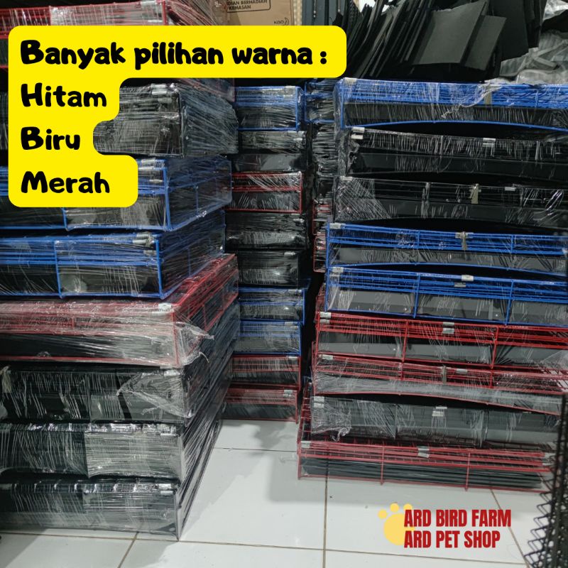 Kandang besi lipat kucing anjing kelinci 3 tingkat size L XL termurah 60x40x100 cm dengan roda