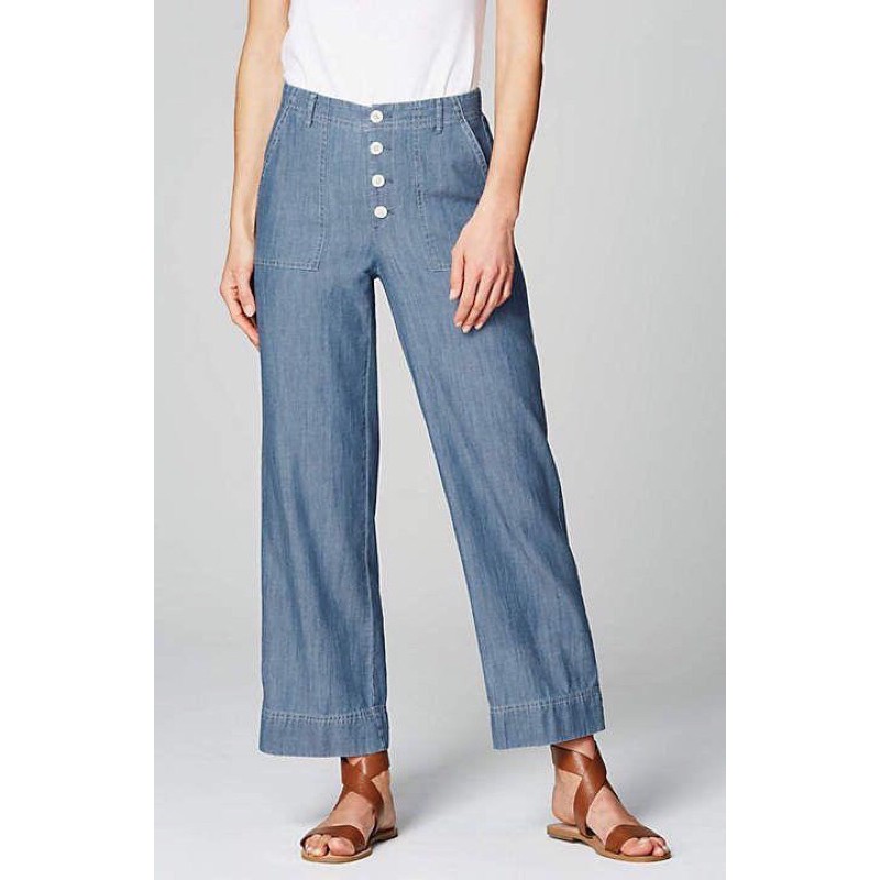 Jjill Cotton and tencel button front full leg pants (KB2)