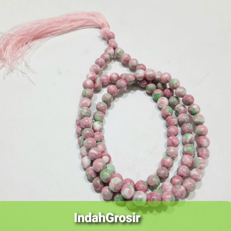 TASBIH BATU PIRUS PINK 99BUTIR 6MM ORIGINAL