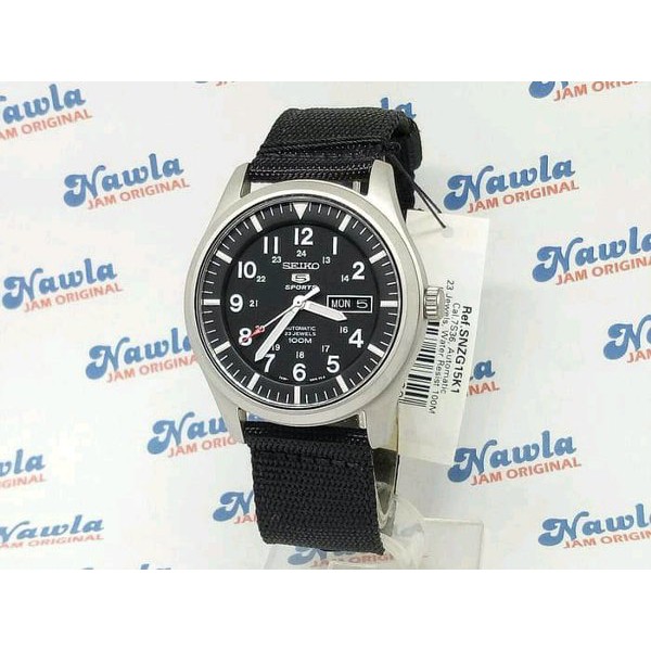 TERLARIS Seiko 5 sport snzg15k1 automatic black nylon TERMURAH
