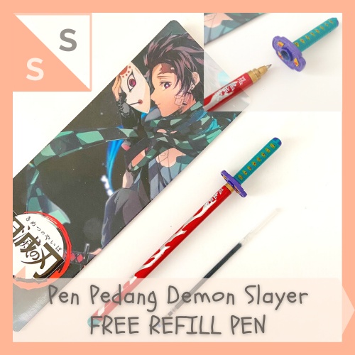 [simplyshop] Pen / Pulpen + Refill Miniatur Pajangan Pedang Besi Demon Slayer Sword Kids Toy Demon S