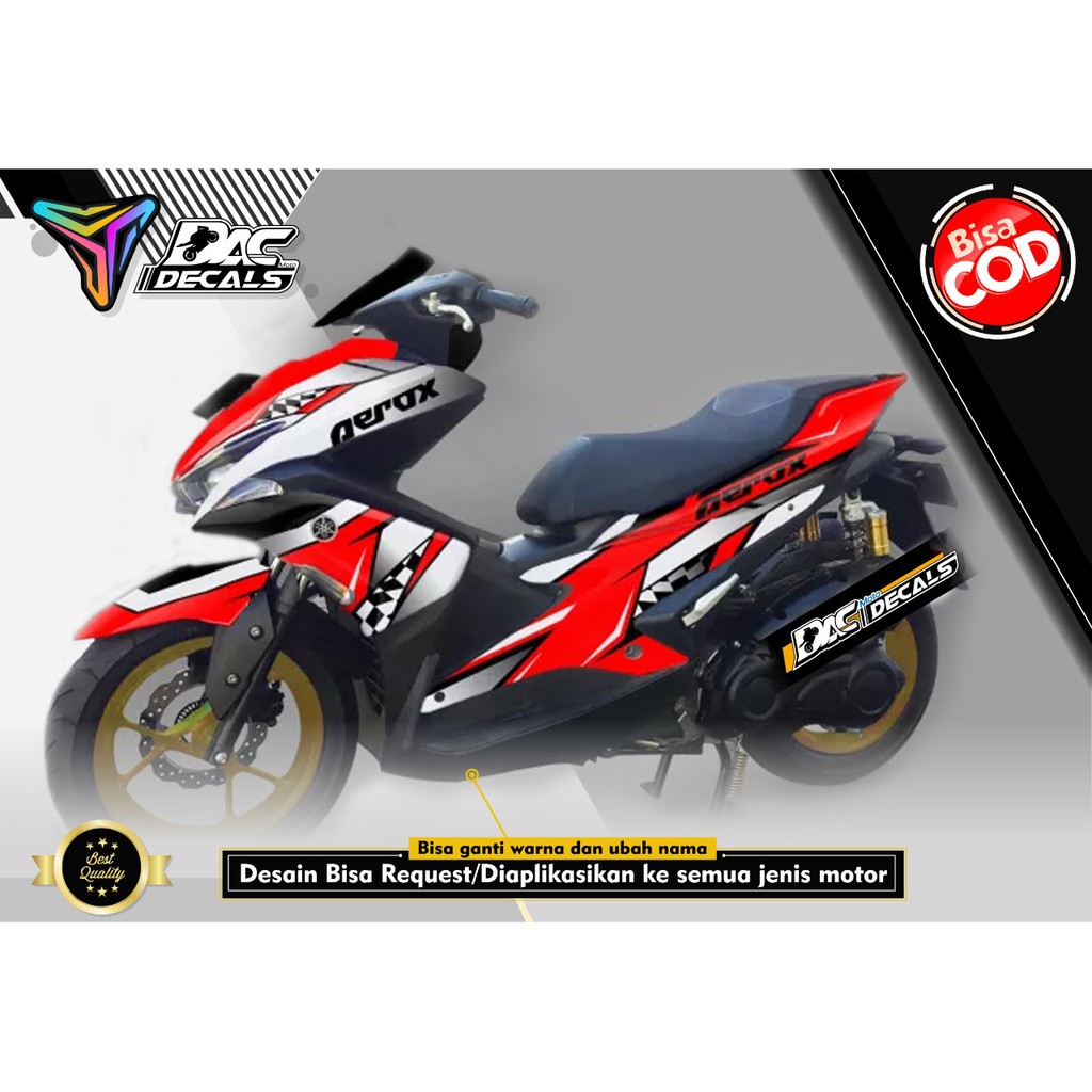 Sticker decal full body Yamaha Aerox HItam Merah Grafis