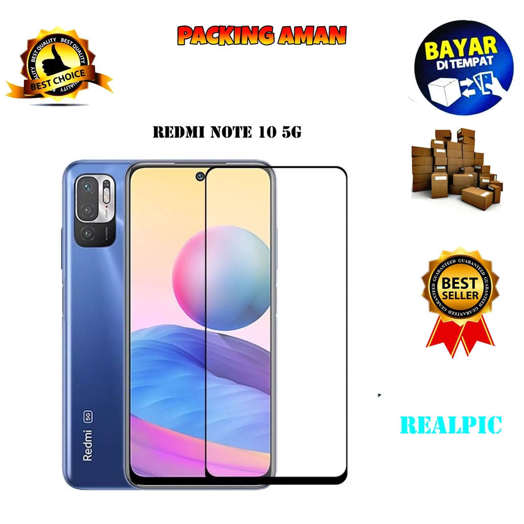 Tempered Glass Xiaomi Redmi Note 10 5G Full Cover / Full Screen Protector Anti Gores