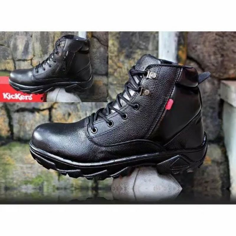 BOOTS KICKERS PRIA SAFETY ORIGINAL KULIT ASLI ZIPPER
