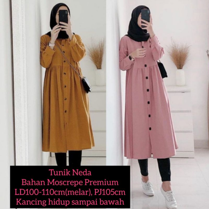 Tunik Neda kancing full / Atasan Murah / Tunik Murah