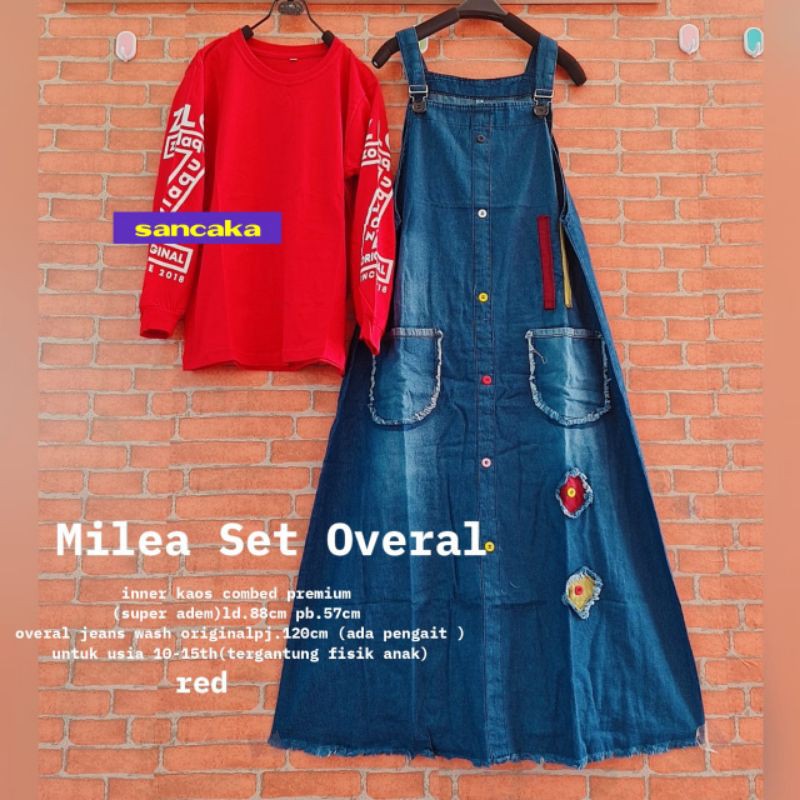 Setelan Kaos dan Rok Anak Milea Set Overall by Sancaka