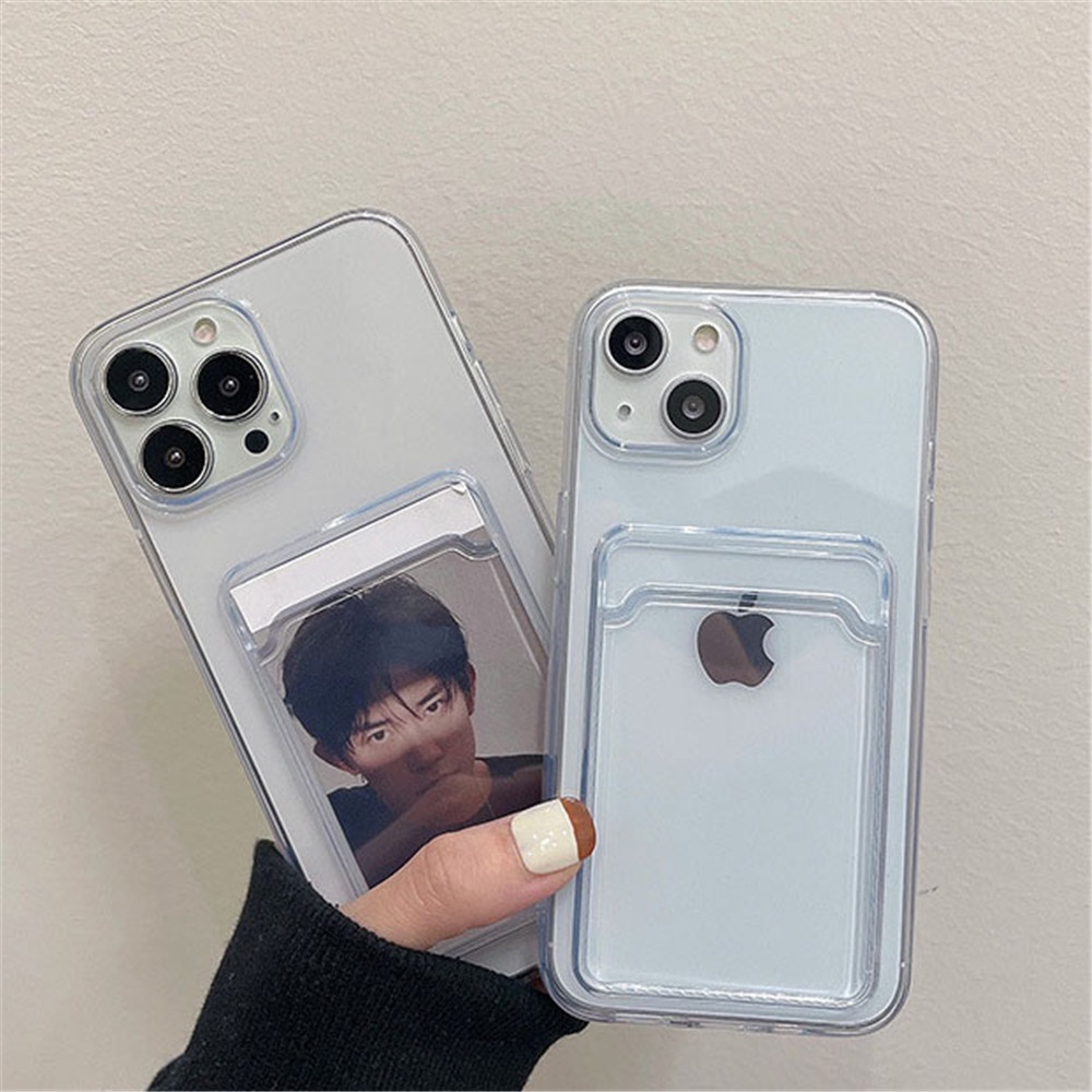 Cocok untuk Apple 13 12 11 Pro Max 7 8 Plus Ultra Tipis Lubang Presisi Transparan Airbag Shockproof Card Case Ponsel Case Penutup Belakang Pelindung