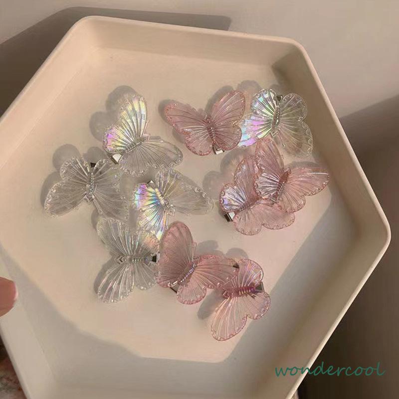 Butterfly Jepit Rambut Bentuk Kupu-Kupu Warna-Warni Bahan Metal Untuk Anak Perempuan -Won