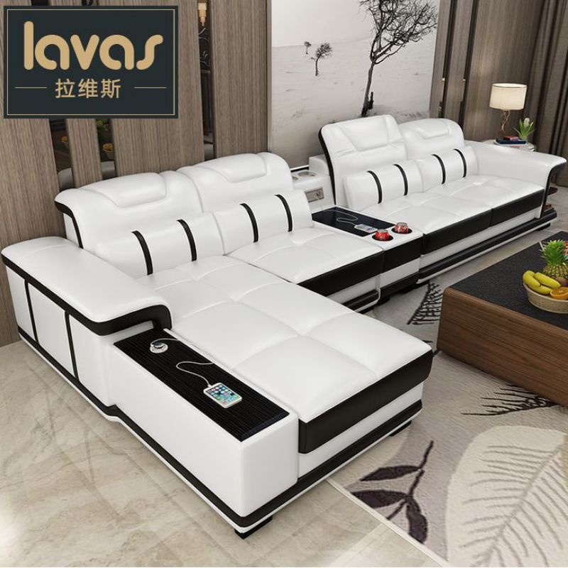 Sofa Kulit Sofa L Sudut Mewah Elegant Kualitas Terbaik Sofa Tamu Set Putih