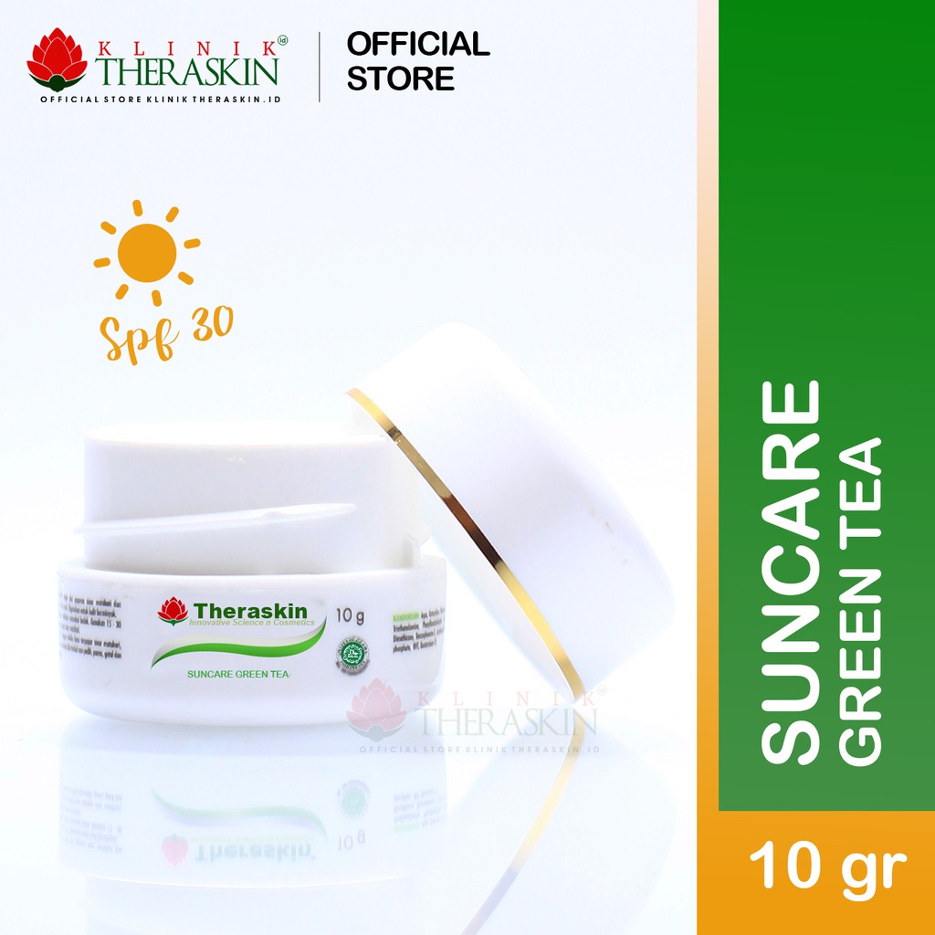 Cream Theraskin Suncare Green Tea / Tabir Surya SPF30 + Anti Oksidan Untuk Kulit Berjerawat 10grm