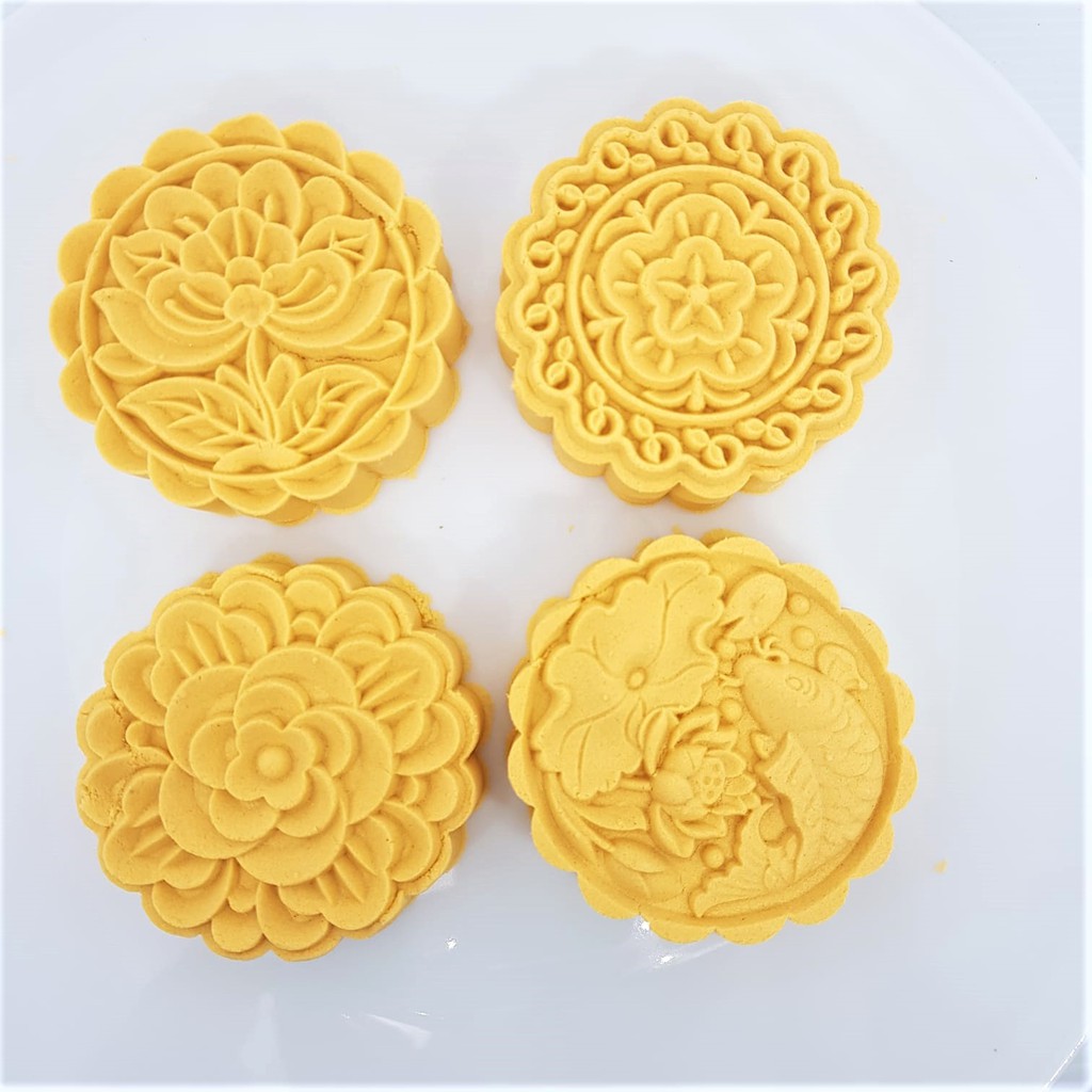 (4pc) cetakan kue bulan (125gr) mooncake press mold PREMIUM-FISH FLOWER