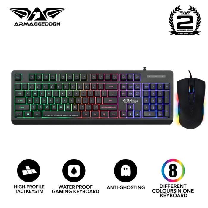 Alcatroz RGB Gaming mouse Asic 9 Combo AK666 RGB Gaming Keyboard - Putih