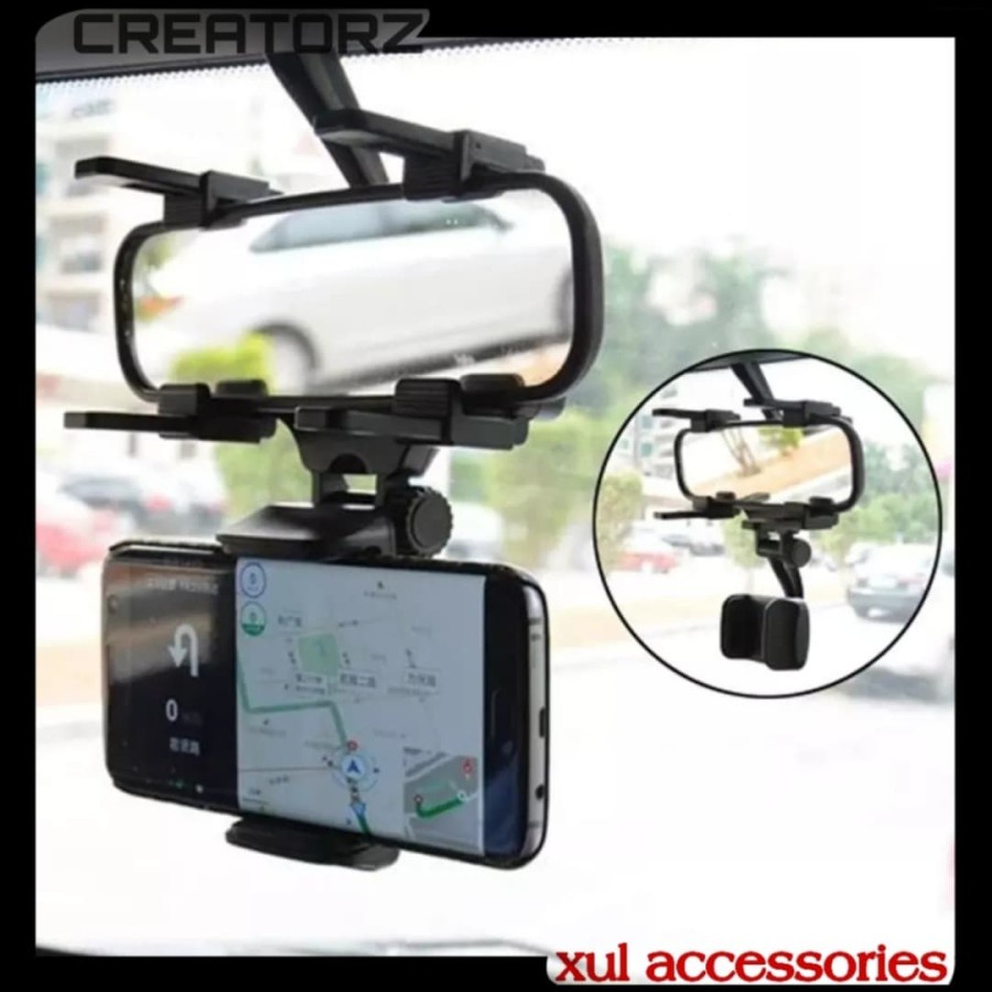 Car Rare View Mirror Phone Holder Stand Hp Phone Kaca Spion Mobil 360