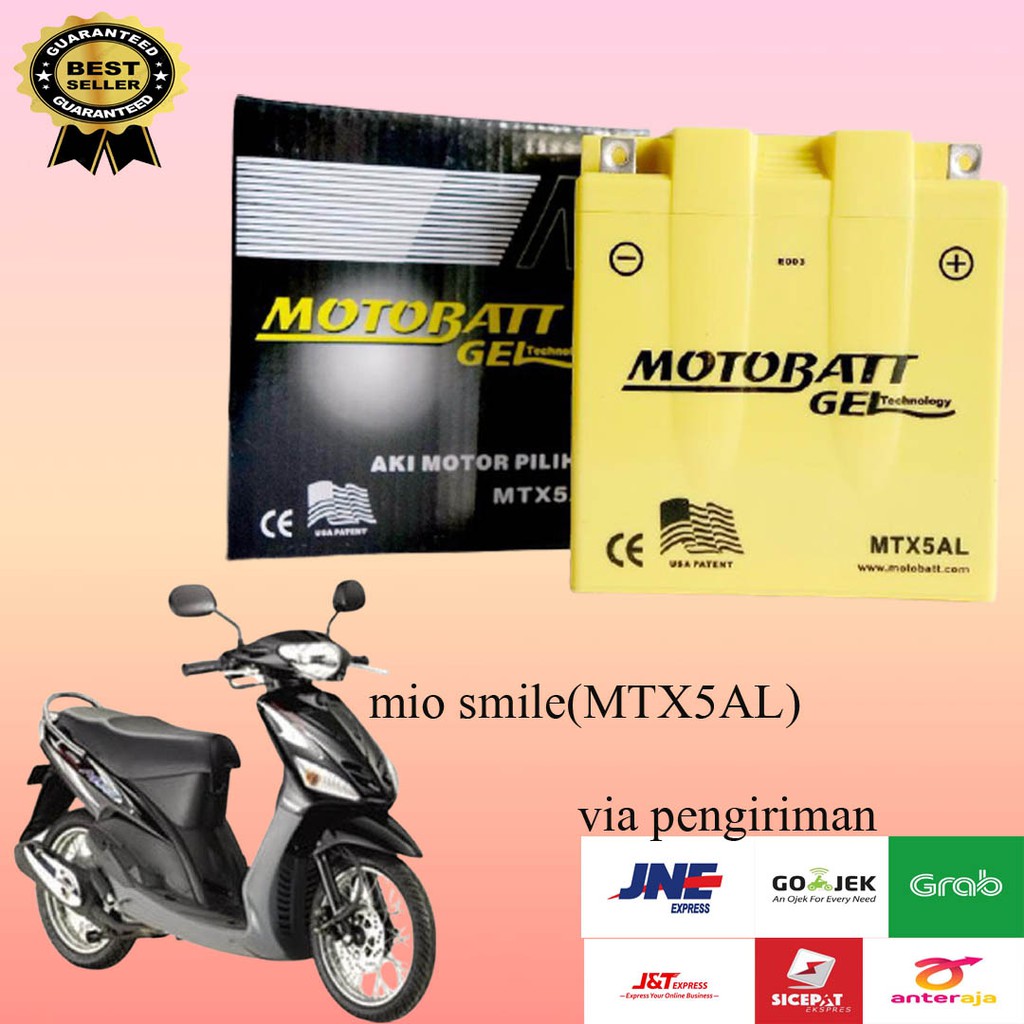 Aki motor yamaha mio smile motobatt MTX5AL accu kering GEL